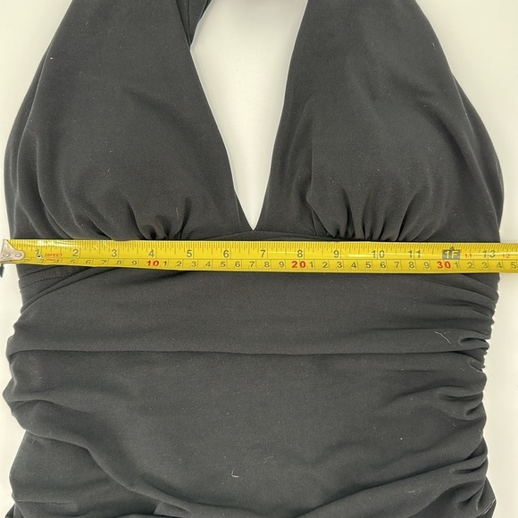 Magicsuit Black Halter Tie Shirred One Piece Yvonne Bathing Suit Size 10 - Picture 10 of 12